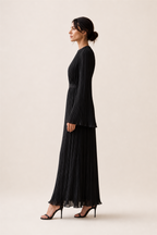 Vestido plisado negro Valorenne — vista lateral