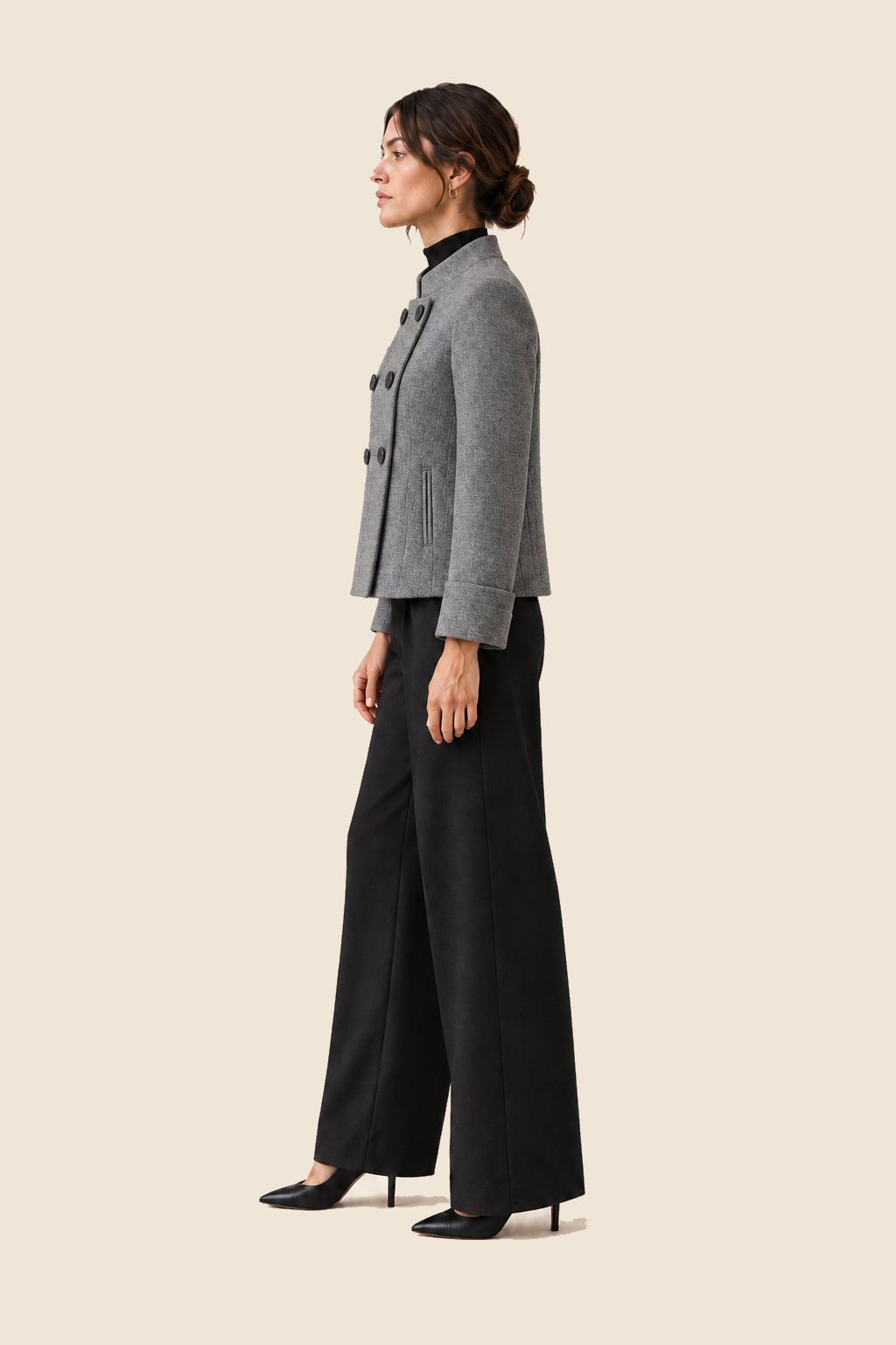 Chaqueta gris jaspeada Élodie Valorenne — vista lateral