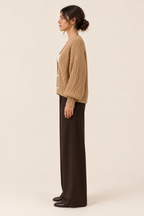 Cárdigan Lucía camel Valorenne — vista lateral