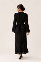 Vestido plisado negro Valorenne — vista posterior