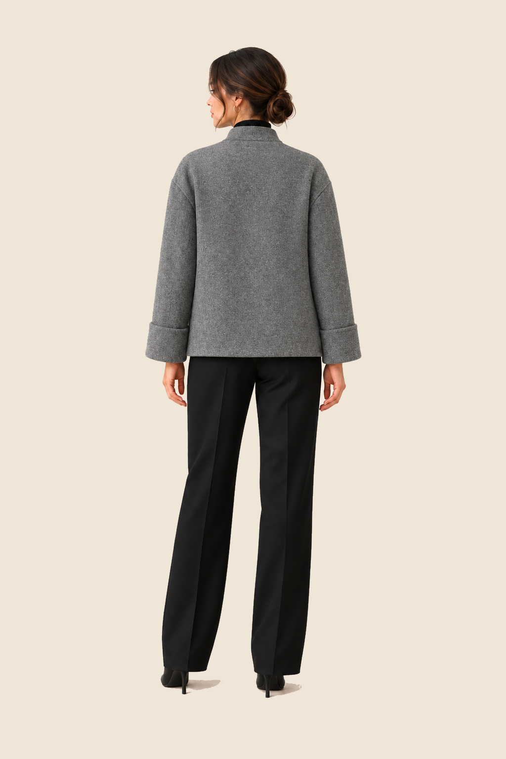 Chaqueta gris jaspeada Élodie Valorenne — vista posterior