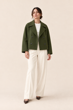 Blazer corto Inés verde militar Valorenne — vista frontal