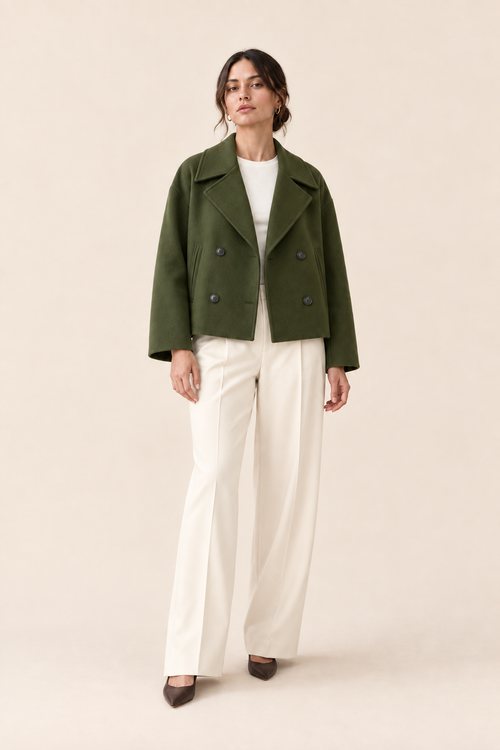 Blazer corto Inés verde militar Valorenne — vista frontal