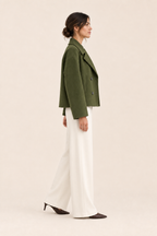Blazer corto Inés verde militar Valorenne — vista lateral