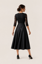 Vestido midi de encaje negro Valorenne — vista posterior