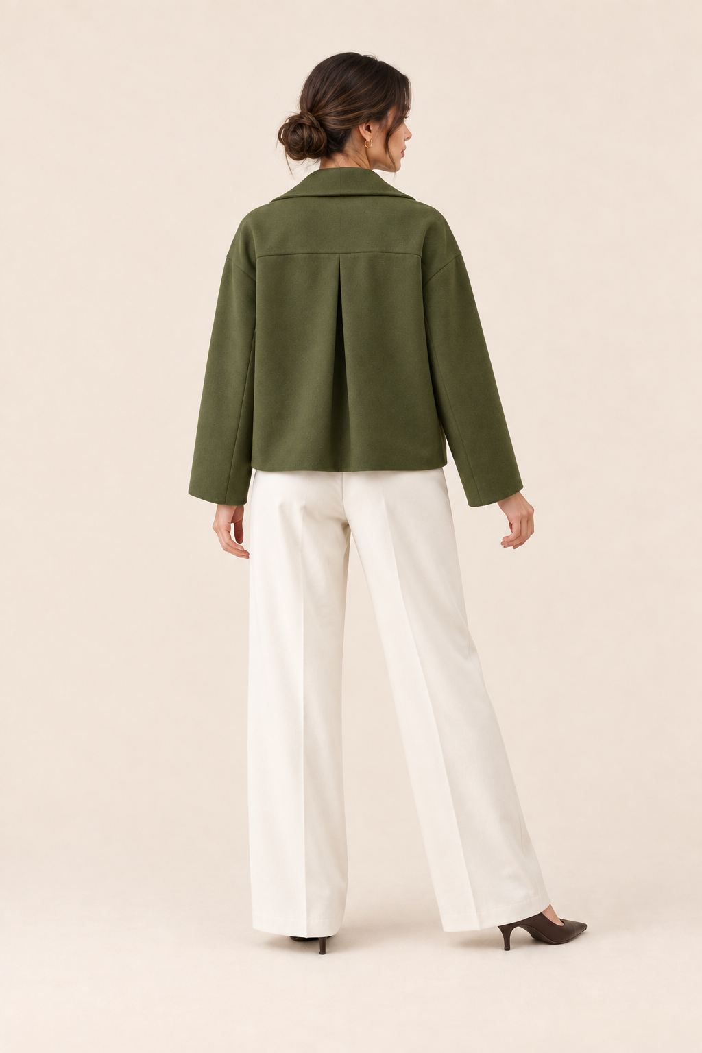 Blazer corto Inés verde militar Valorenne — vista posterior