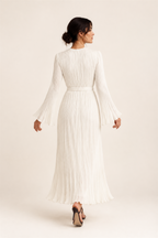 Vestido plisado blanco Valorenne — vista posterior