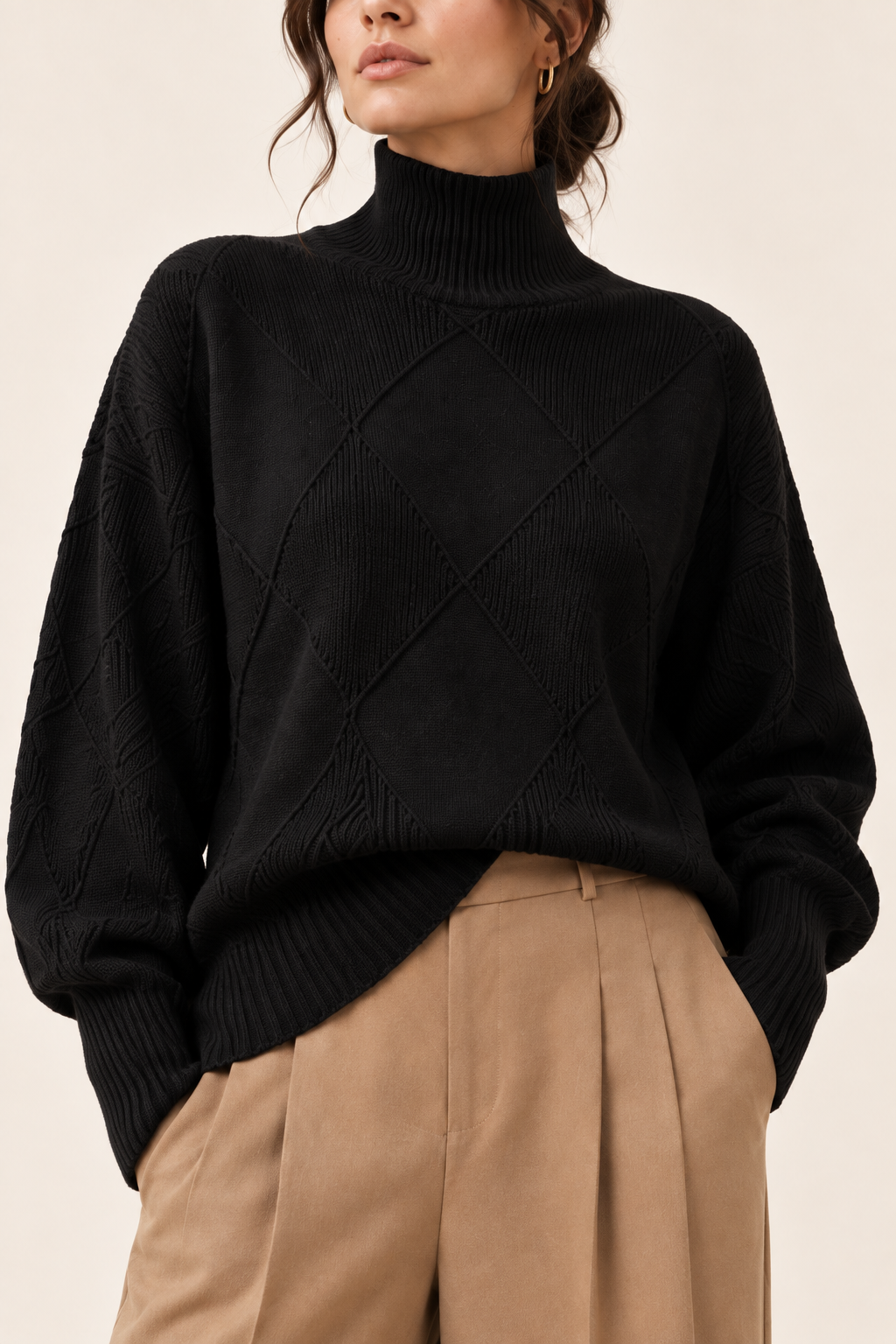 Jersey Alma Negro, primer plano de cuello y tejido