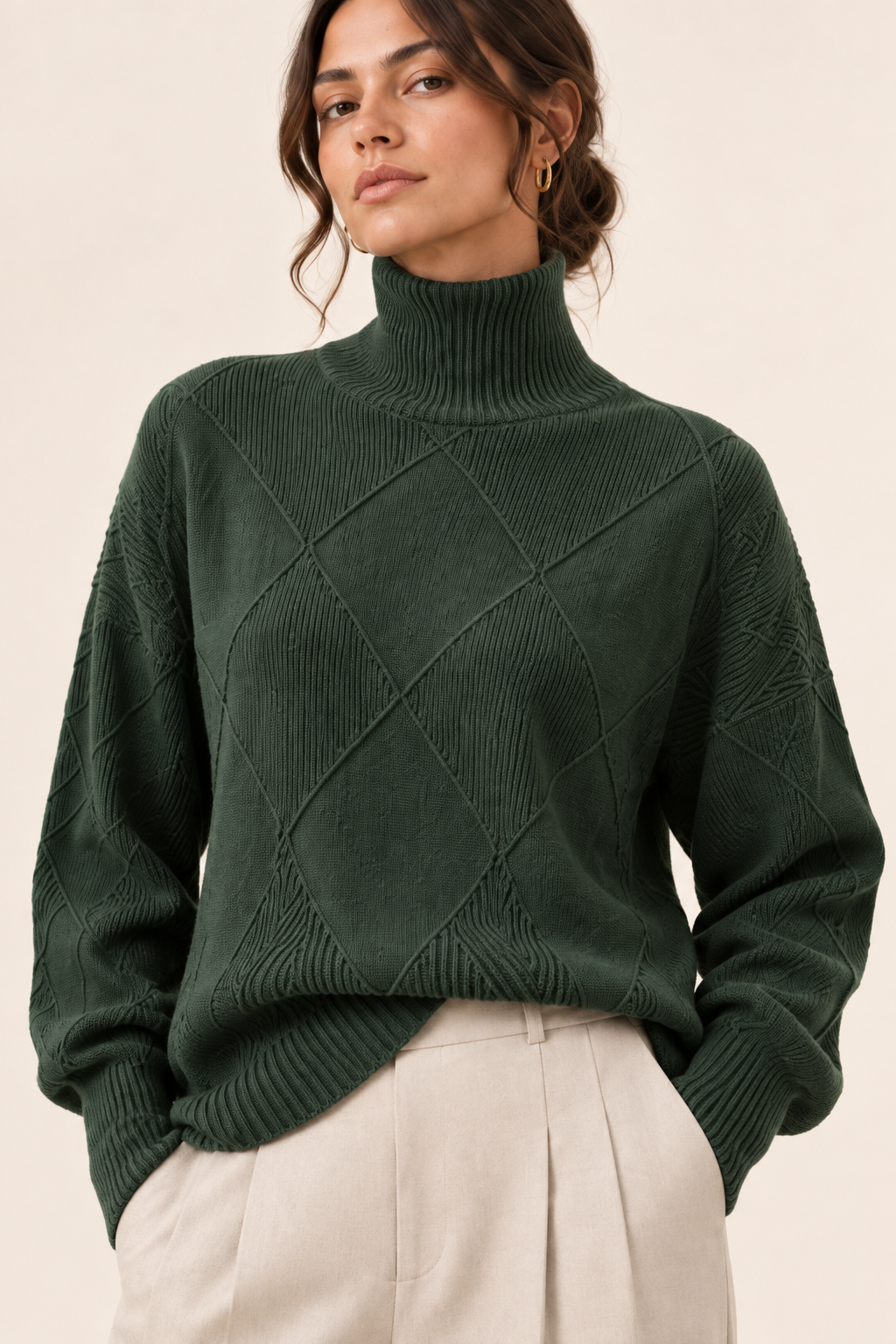 Jersey Alma Verde retro, primer plano de cuello y tejido