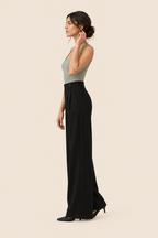 Pantalón ancho de cintura alta negro Valorenne — vista lateral