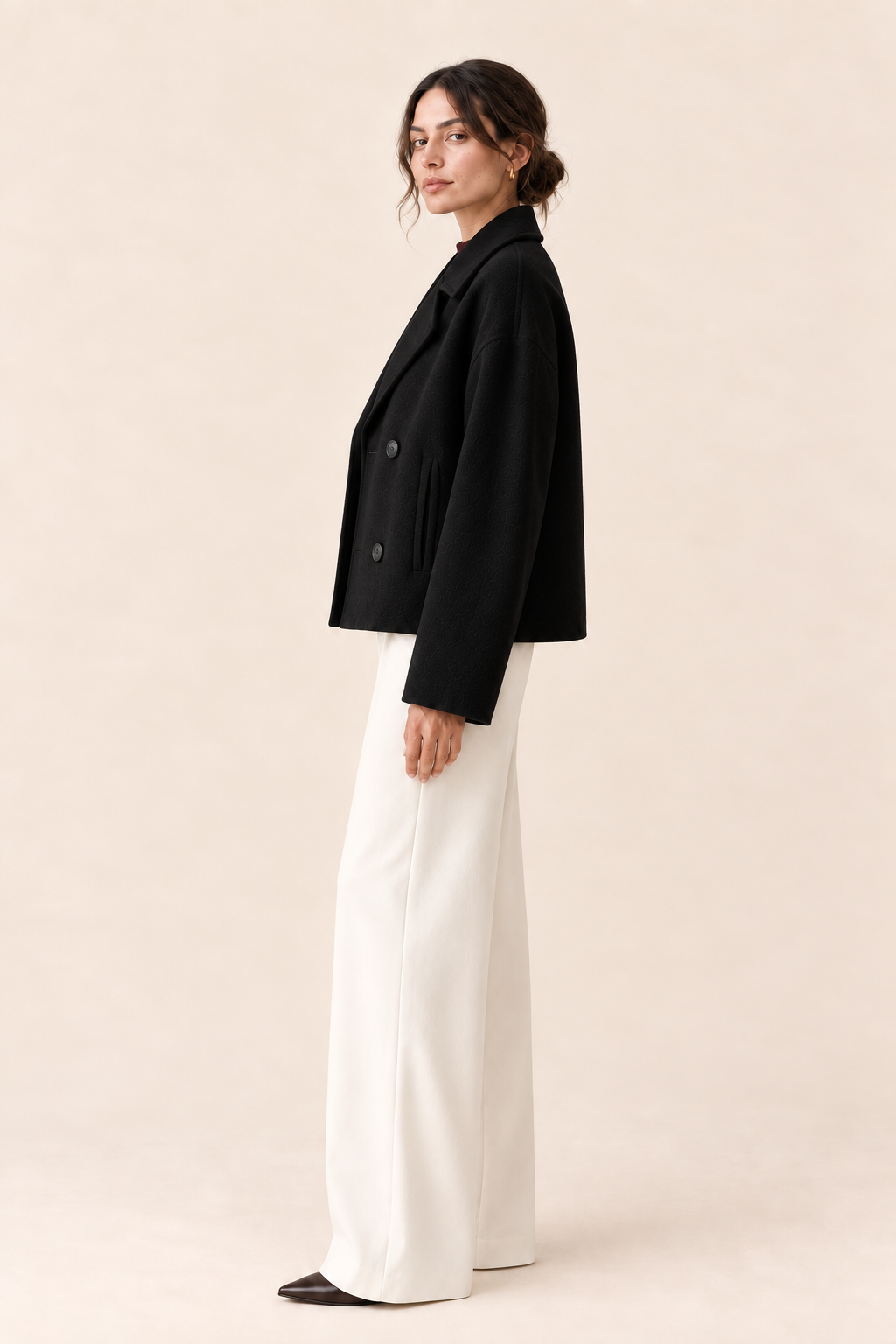 Blazer corto Inés negro Valorenne — vista lateral