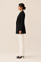 Abrigo blazer negro estructurado Valorenne — vista lateral