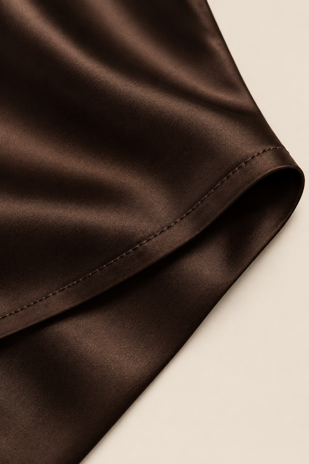 Blusa satinada marrón, detalle tejido