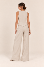 Conjunto de chaleco y pantalón ancho Valorenne, crudo, vista posterior