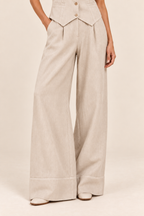 Conjunto de chaleco y pantalón ancho Valorenne, crudo, detalle del tejido