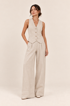 Conjunto de chaleco y pantalón ancho Valorenne, crudo, vista frontal