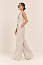 Conjunto de chaleco y pantalón ancho Valorenne, crudo, vista lateral