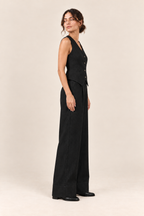 Conjunto de chaleco y pantalón ancho Valorenne, negro, vista lateral