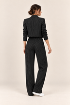 Conjunto de blazer corto y pantalón de rayas Valorenne — negro, vista posterior