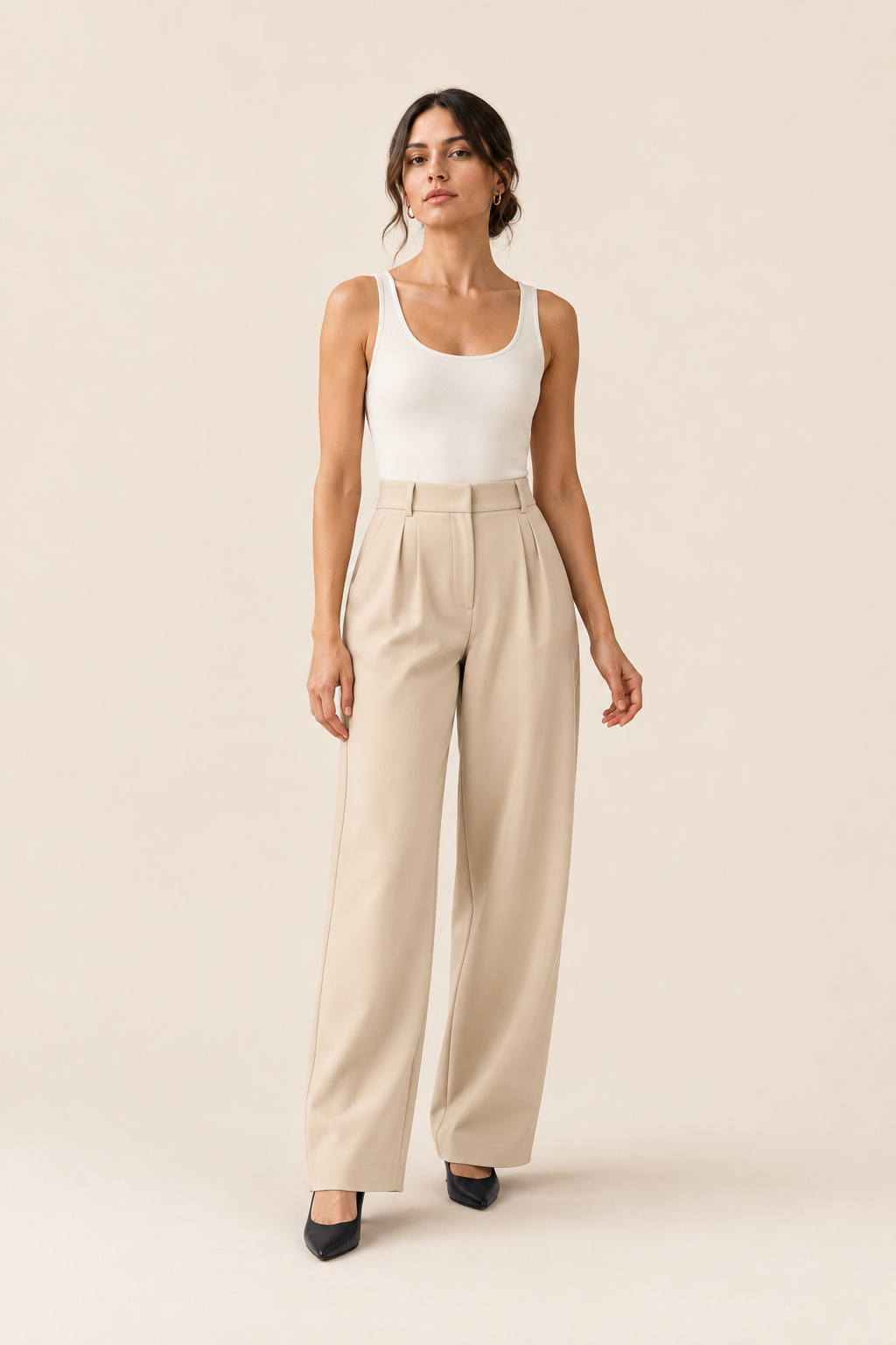 Pantalón de pierna ancha Crudo, frontal