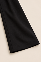 Pantalón de pierna ancha Negro, detalle del tejido y el dobladillo