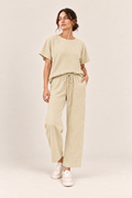 Conjunto texturizado de top y pantalón Valorenne, crudo, vista frontal