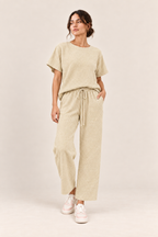 Conjunto texturizado de top y pantalón Valorenne, crudo, vista frontal