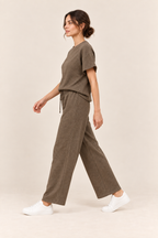 Conjunto texturizado de top y pantalón Valorenne, topo, vista lateral