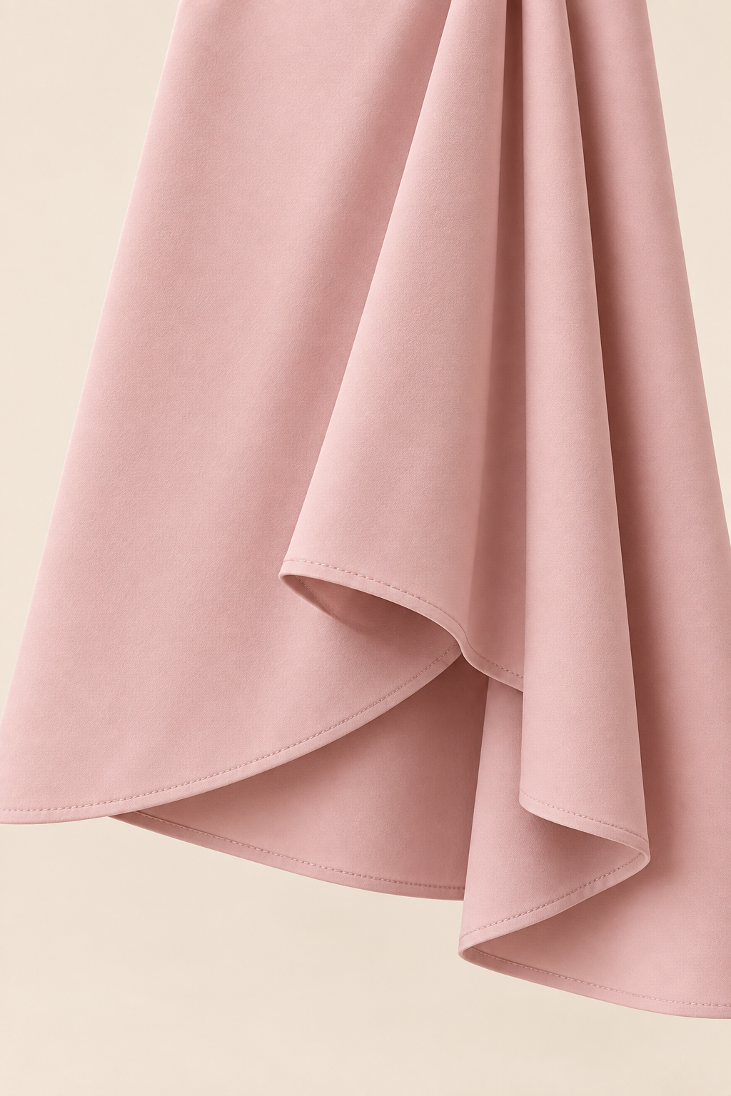 Vestido de cuello en V rosa, detalle tejido dobladillo